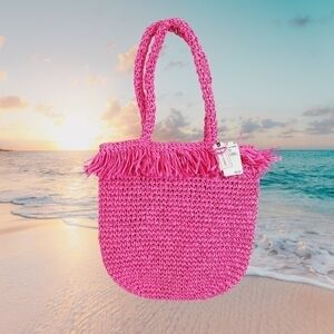 Melrose and Market pink straw bag